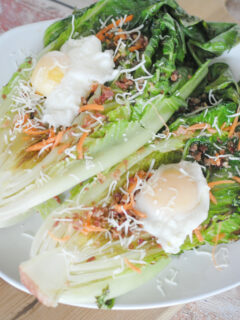 Grilled Romaine with Poached Eggs Photo