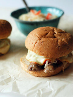 Sauerkraut Topped Brat Burgers Picture