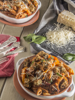 Eggplant Parmesan Bite Pasta Bowls Image