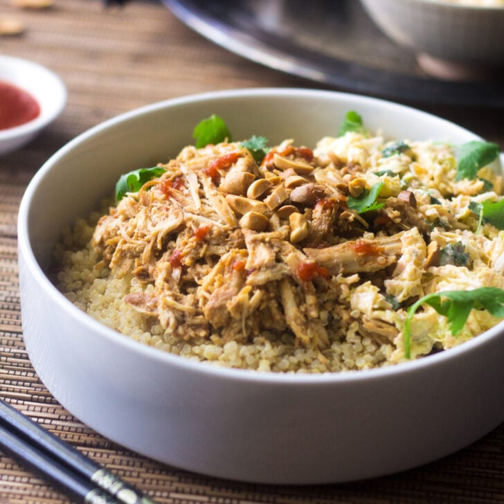 Crockpot Thai Peanut Chicken Quinoa Bowls Photo