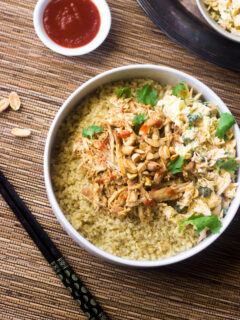 Crockpot Thai Peanut Chicken Quinoa Bowls Pic