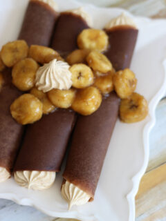 Chocolate Crepes with Peanut Butter Marshmallow Filling Image