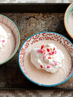 White Chocolate Pudding with Strawberry Jam Image
