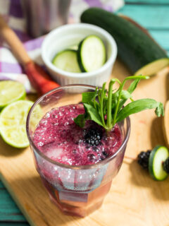 Blackberry Cucumber Tarragon Gin Fizz Pic