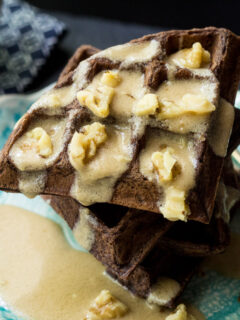 Chocolate Waffles with Whiskey Butter Sauce Photo