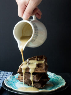 Chocolate Waffles with Whiskey Butter Sauce Picture