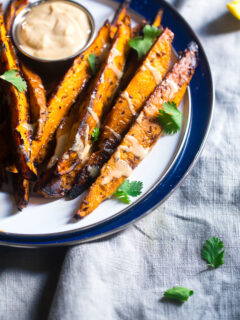 Maple Tahini Grilled Sweet Potatoes Image