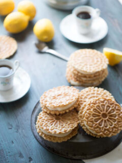 Lemon Ginger Pizzelle Sandwich Cookies Image