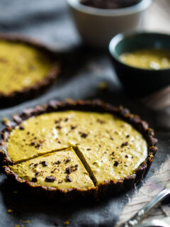 Vegan Chocolate Tarts with Pistachios Image
