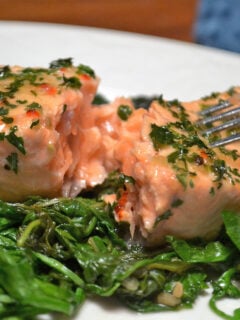 Roasted Salmon with Wilted Greens Photo