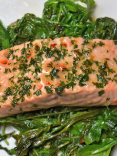 Roasted Salmon with Wilted Greens Pic