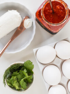 Harissa Goat Cheese Deviled Eggs Image