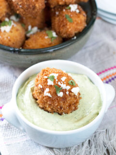 Mexican Arancini with Avocado Cilantro Dipping Sauce Pic