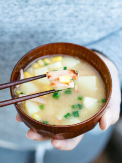 Potato Corn Miso Soup with Bacon Picture