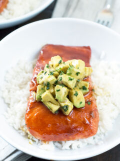 Sriracha Glazed Salmon with Asian Avocado Salsa Image