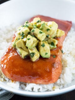 Sriracha Glazed Salmon with Asian Avocado Salsa Photo