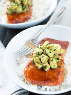 Sriracha Glazed Salmon with Asian Avocado Salsa Picture