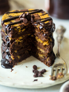 Vegan Cookie Dough Brownie Pancakes Image