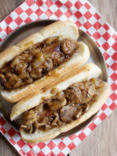Beer Brats with Mushrooms and Onions Picture
