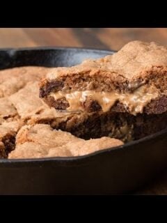How to Make a Peanut Butter Filled Chocolate Chip Skillet Cookie