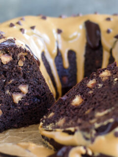 Dark Chocolate Peanut Butter Bundt Cake Image