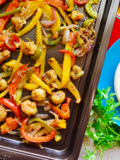 Sheet Pan Citrus Rock Shrimp Fajitas Photo