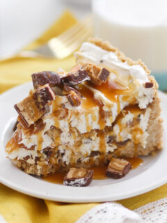 No Bake Peanut Butter Snickers Cheesecake Image