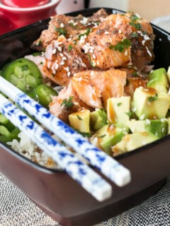 Spicy Sesame Salmon Avocado Bowls Photo