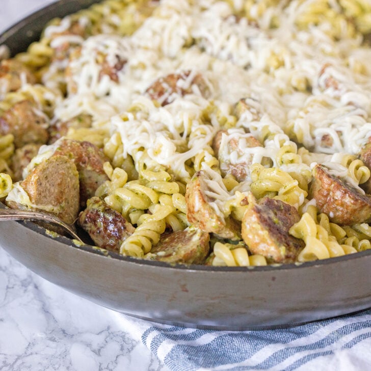 Pesto Pasta with Meatballs Photo