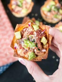 Spicy Tuna Poke and Avocado Wonton Cups Image