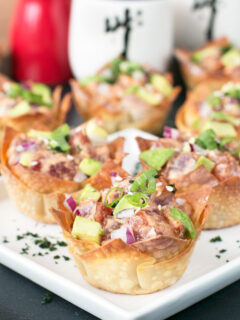 Spicy Tuna Poke and Avocado Wonton Cups Pic