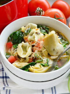 Lemon Artichoke Chicken Tortellini Soup Image