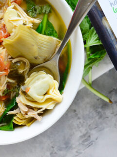 Lemon Artichoke Chicken Tortellini Soup Photo