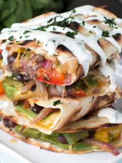 Veggie Avocado Quesadilla with Cilantro Crema Photo