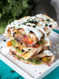 Veggie Avocado Quesadilla with Cilantro Crema Pic