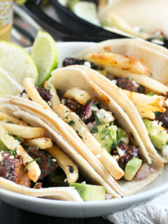Carne Asada Steak Tacos with Fries Image