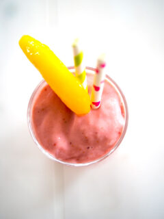 Raspberry Peach Cottage Cheese Smoothie Image