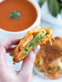 Avocado Kimchi Grilled Cheese with Thai Spiced Tomato Soup Picture