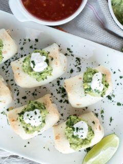 Baked Mini Chimichangas with Creamy Spicy Guacamole Photo