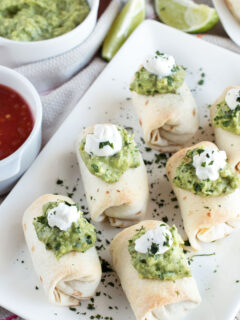 Baked Mini Chimichangas with Creamy Spicy Guacamole Pic