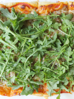 Puff Pastry Sausage and Arugula Pizza Photo