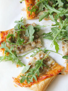 Puff Pastry Sausage and Arugula Pizza Picture