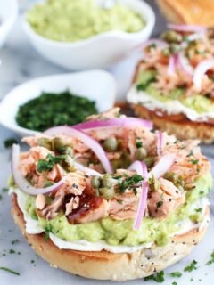 Smoked Salmon Avocado Cream Cheese Bagel Image