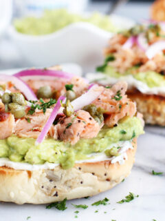 Smoked Salmon Avocado Cream Cheese Bagel Photo