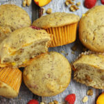 Gluten Free Nutty Vegan Peach Raspberry Muffins Photo