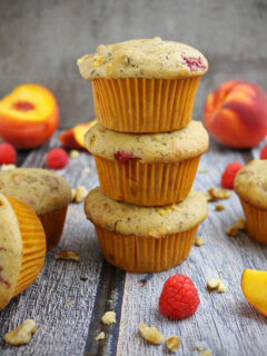 Gluten Free Nutty Vegan Peach Raspberry Muffins Picture