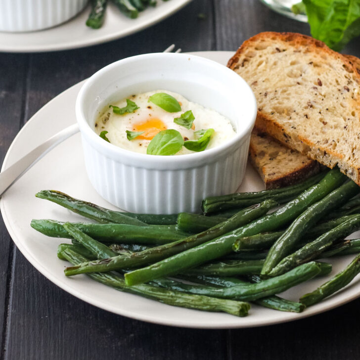 Baked Eggs and Green Beans Photo
