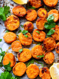 Roasted Tahini Maple Sweet Potatoes Pic