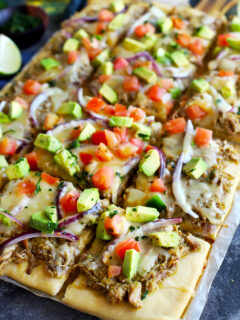 Avocado Pulled Pork Flatbread with Grilled Tomatillo Salsa Pic