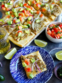 Avocado Pulled Pork Flatbread with Grilled Tomatillo Salsa Picture